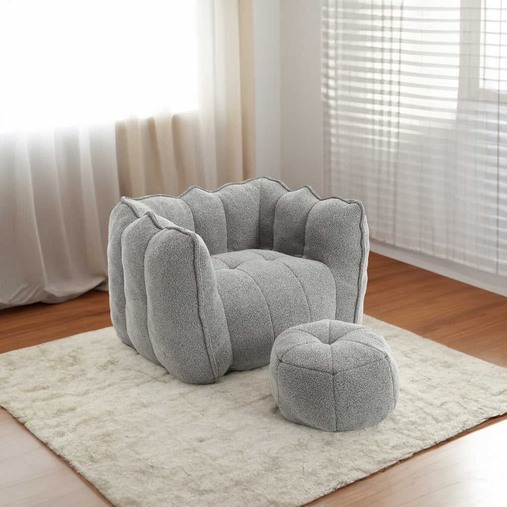 Soft Bean Bag Chair with High Resilient Foam with Footstool