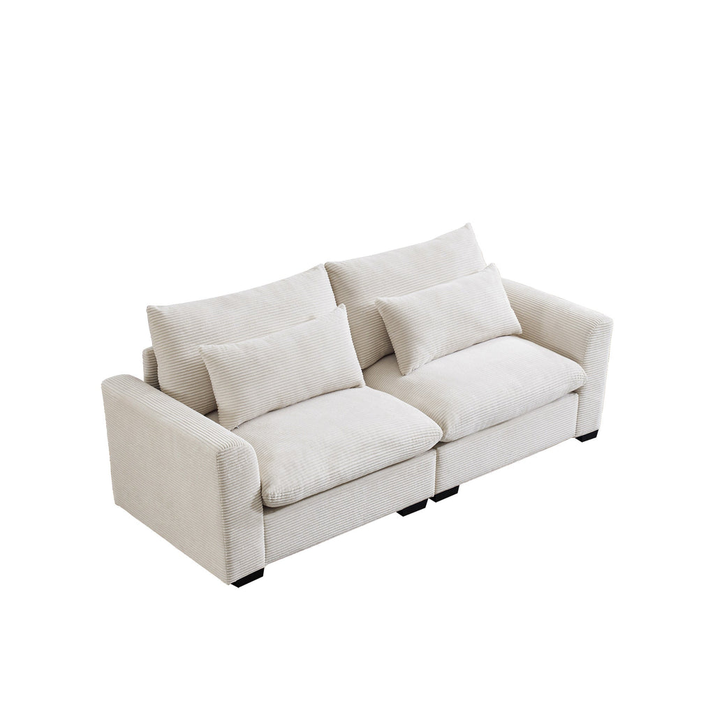 Beige Corduroy Sofa Couch, Deep Seat Couches