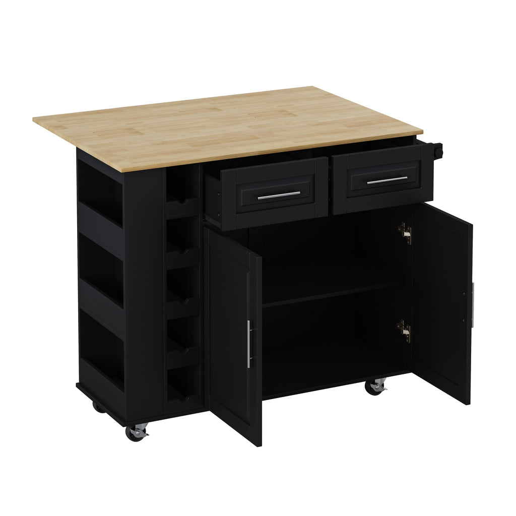 Multi-Functional Kitchen Island Cart, 2 Door Cabinet, Two Drawers