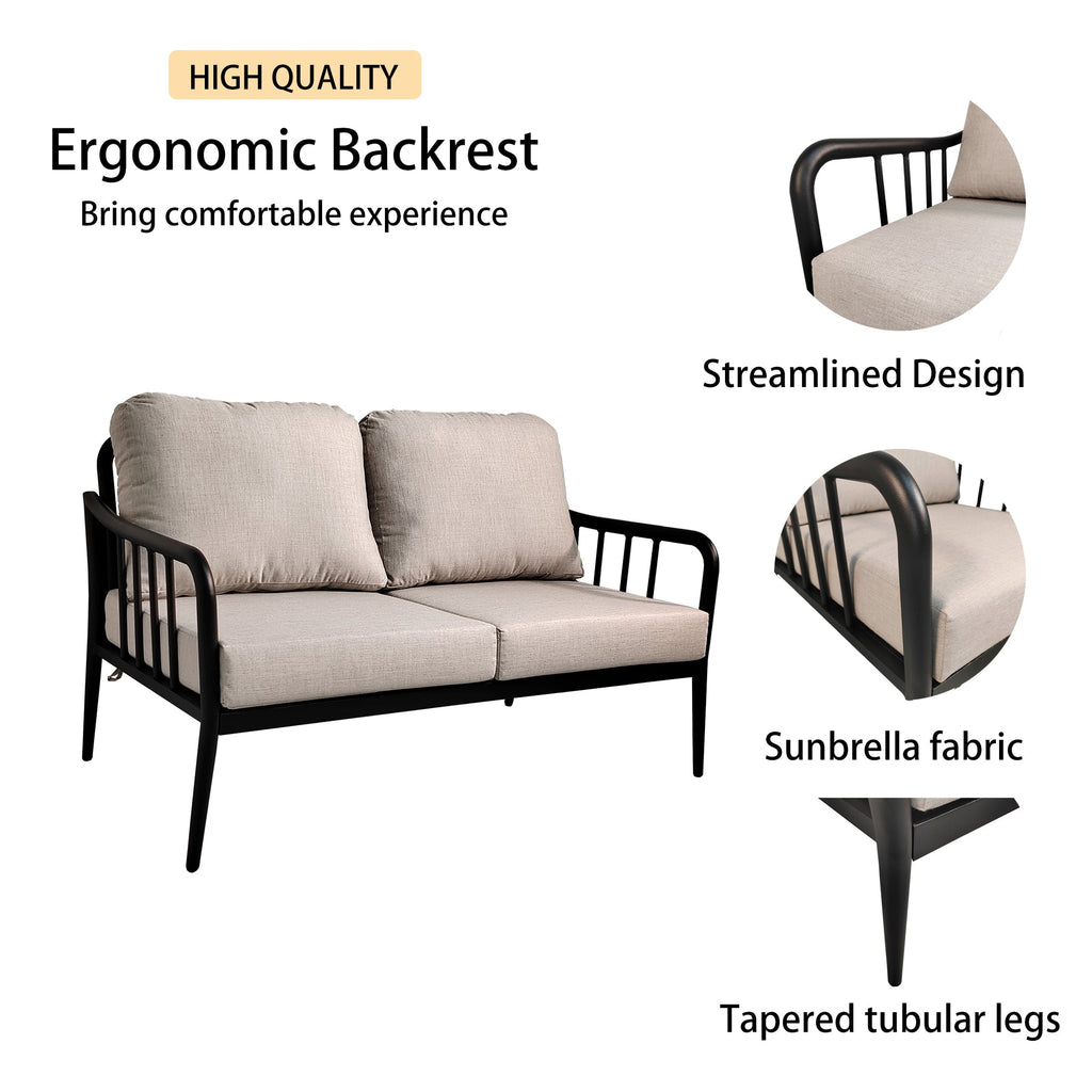 2PC Aluminum Patio Loveseat Sofa Set