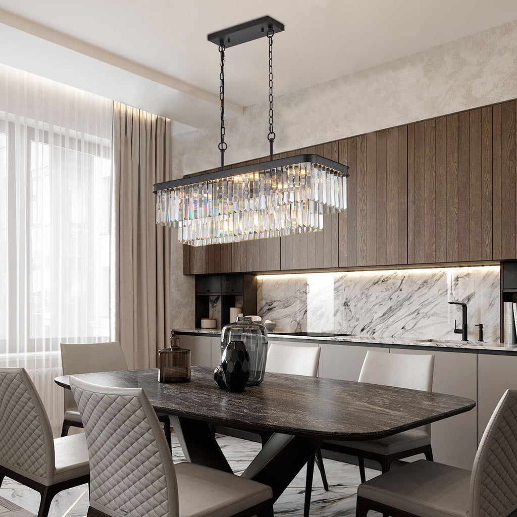 Chandeliers, Rectangular Crystal Chandelier Adjustable