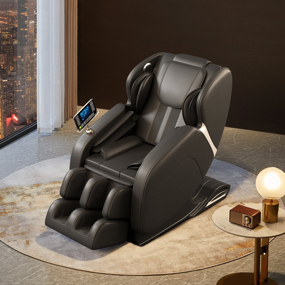 Full body deep tissue massage chair, foot massage, 8 fixed massage rollers, touch screen