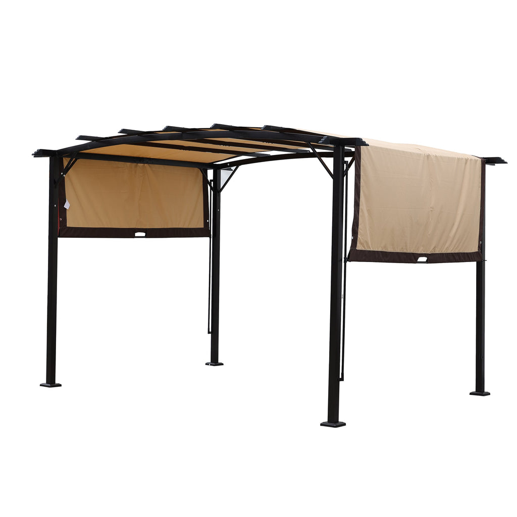 12 x 9 Ft Outdoor Pergola Patio Gazebo, Retractable Shade Canopy, Steel Frame