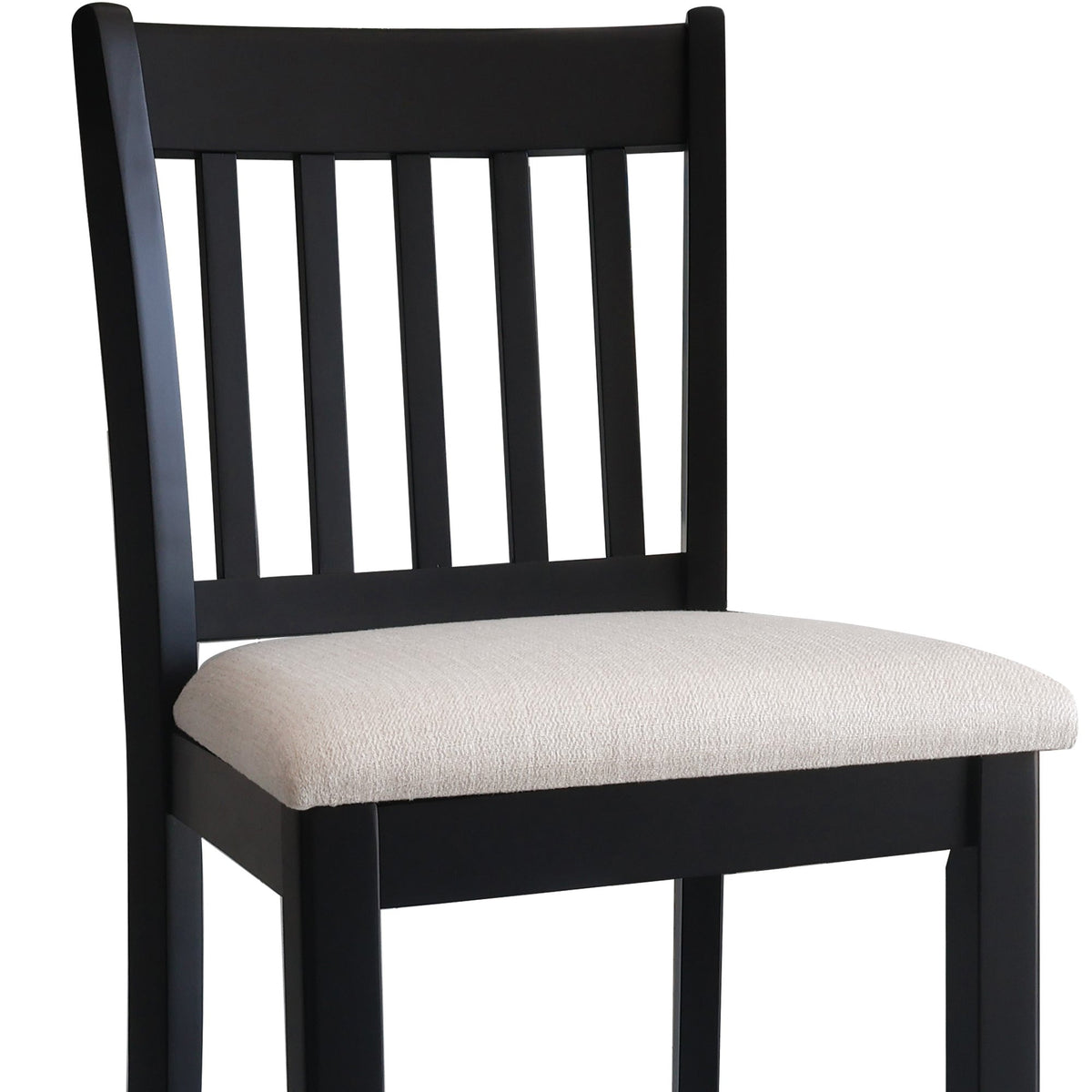 Black Finish Chairs Set of 2 Rubberwood Transitional Slatted Back