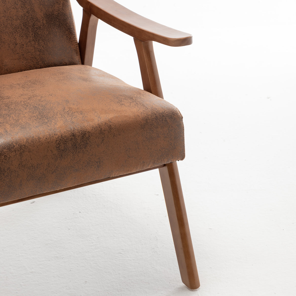 Medieval modern chair, solid wood frame accent chair with ultra thick backrest