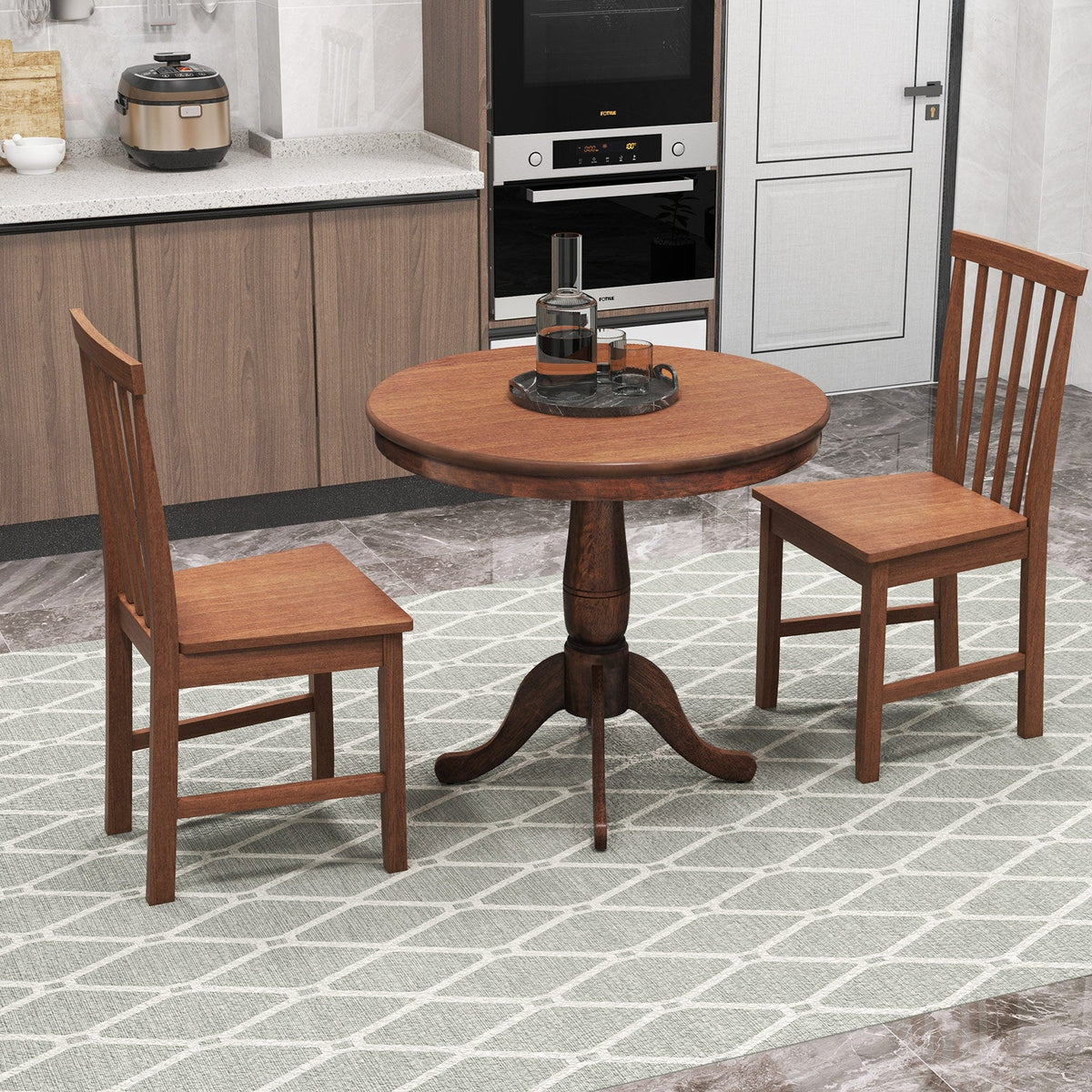 3 Pieces Wooden Dining Table and Chair Set