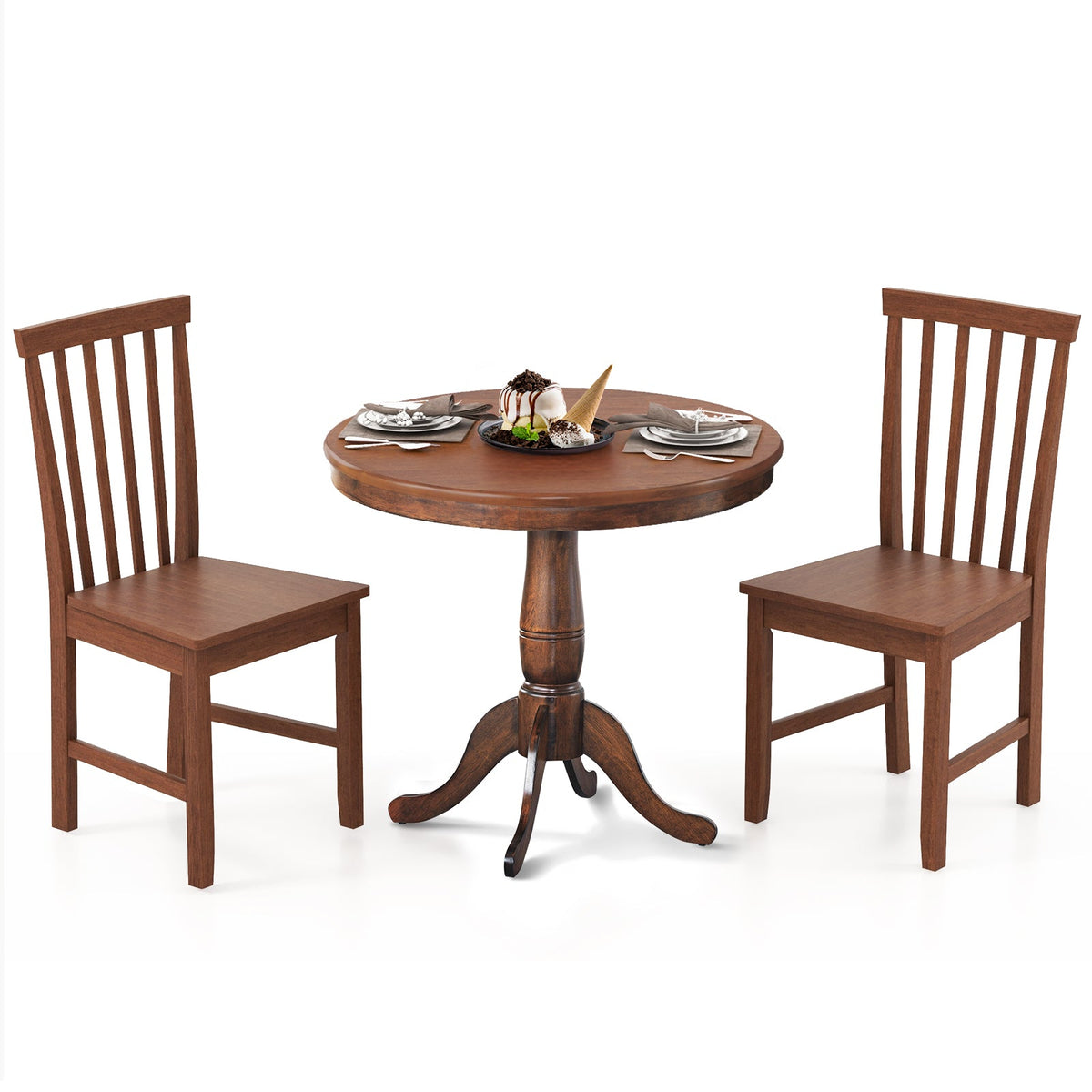 3 Pieces Wooden Dining Table and Chair Set