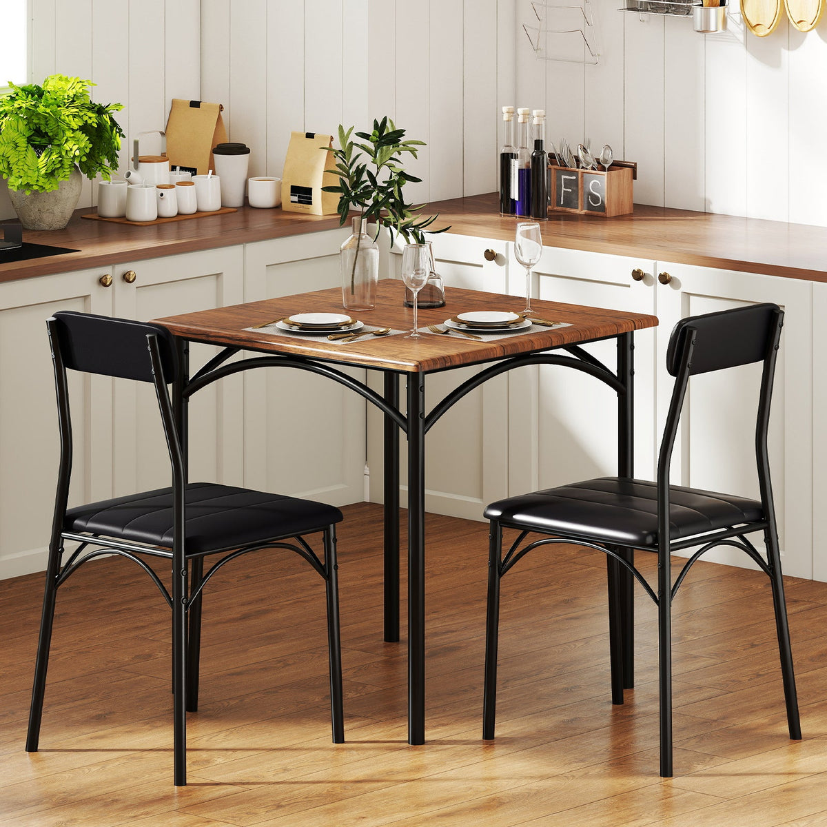 3-Piece Dining Table Set with 2 Chairs