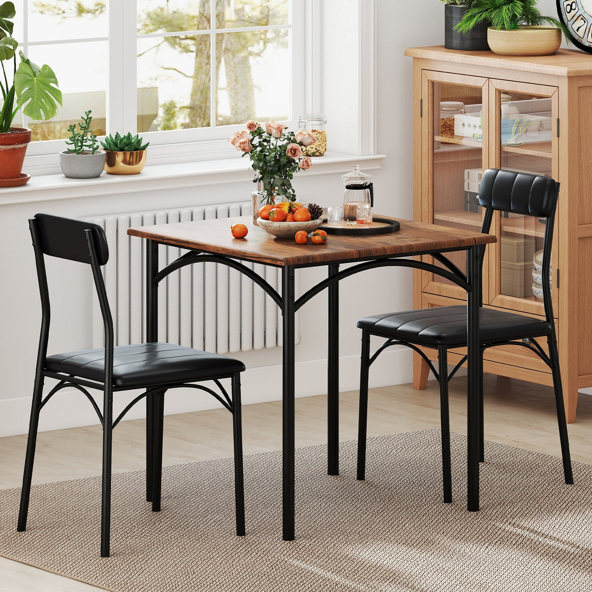 3-Piece Dining Table Set with 2 Chairs