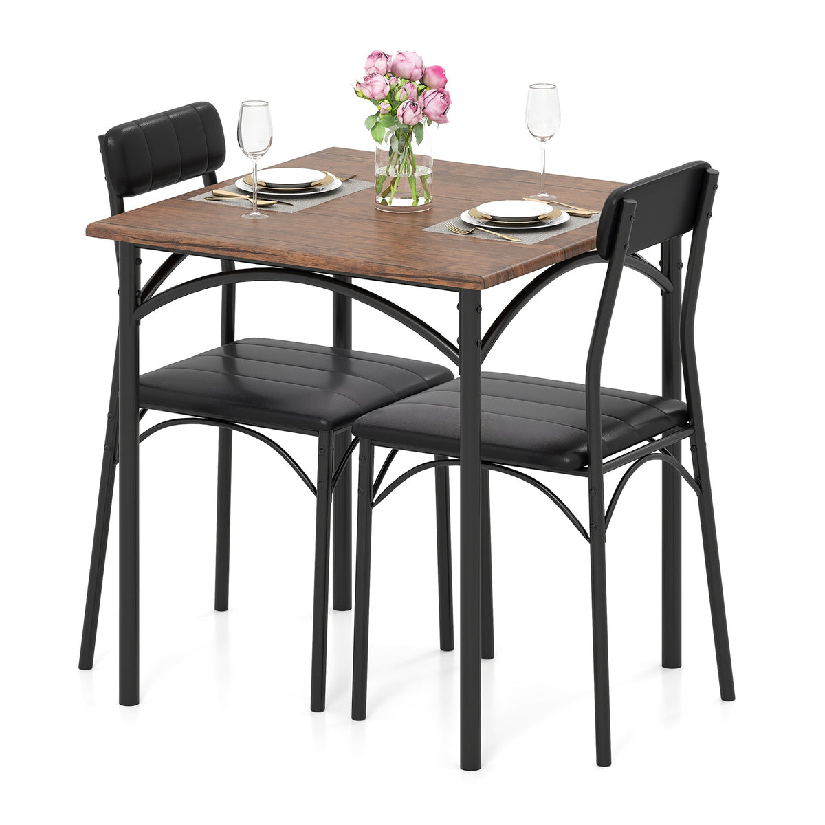 3-Piece Dining Table Set with 2 Chairs