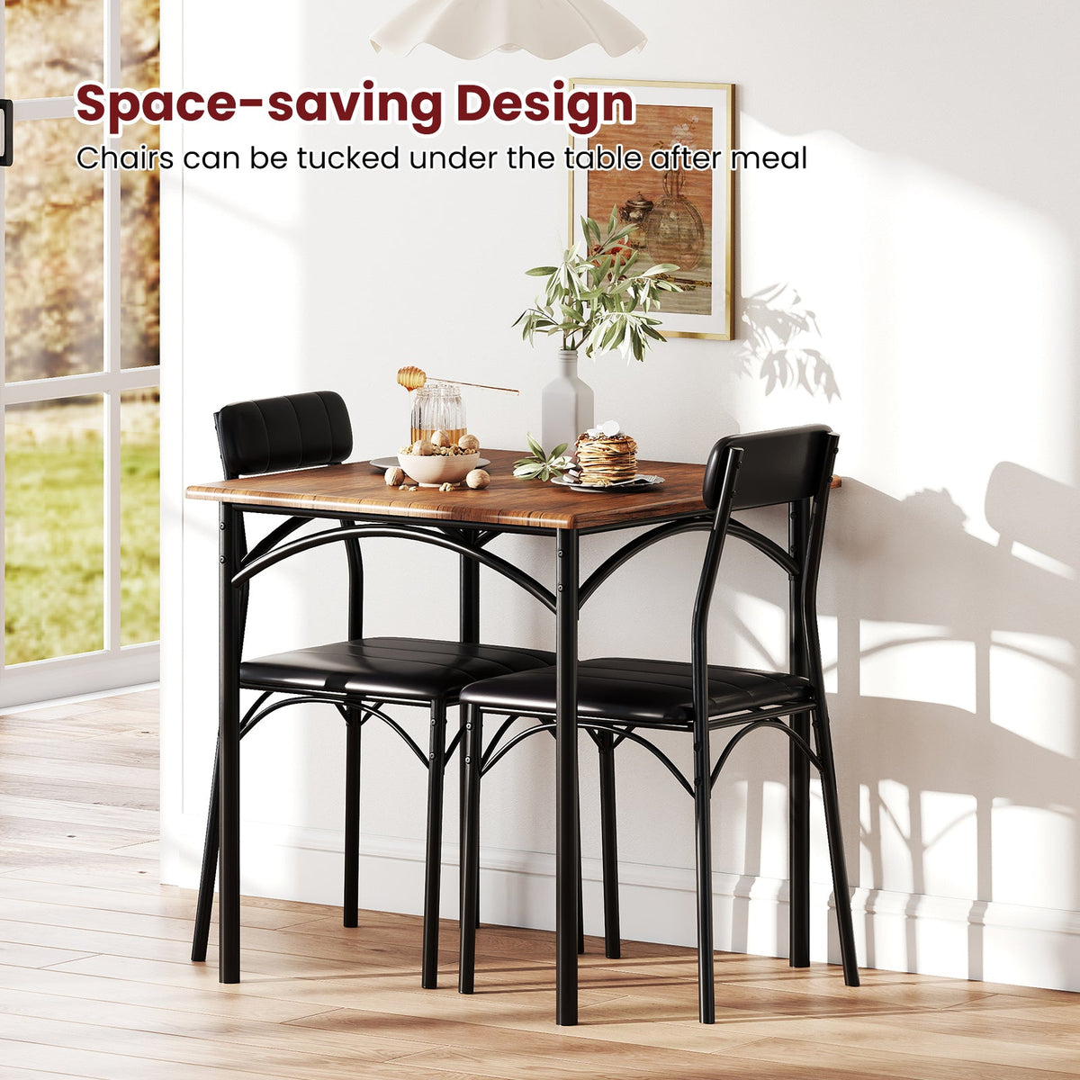 3-Piece Dining Table Set with 2 Chairs