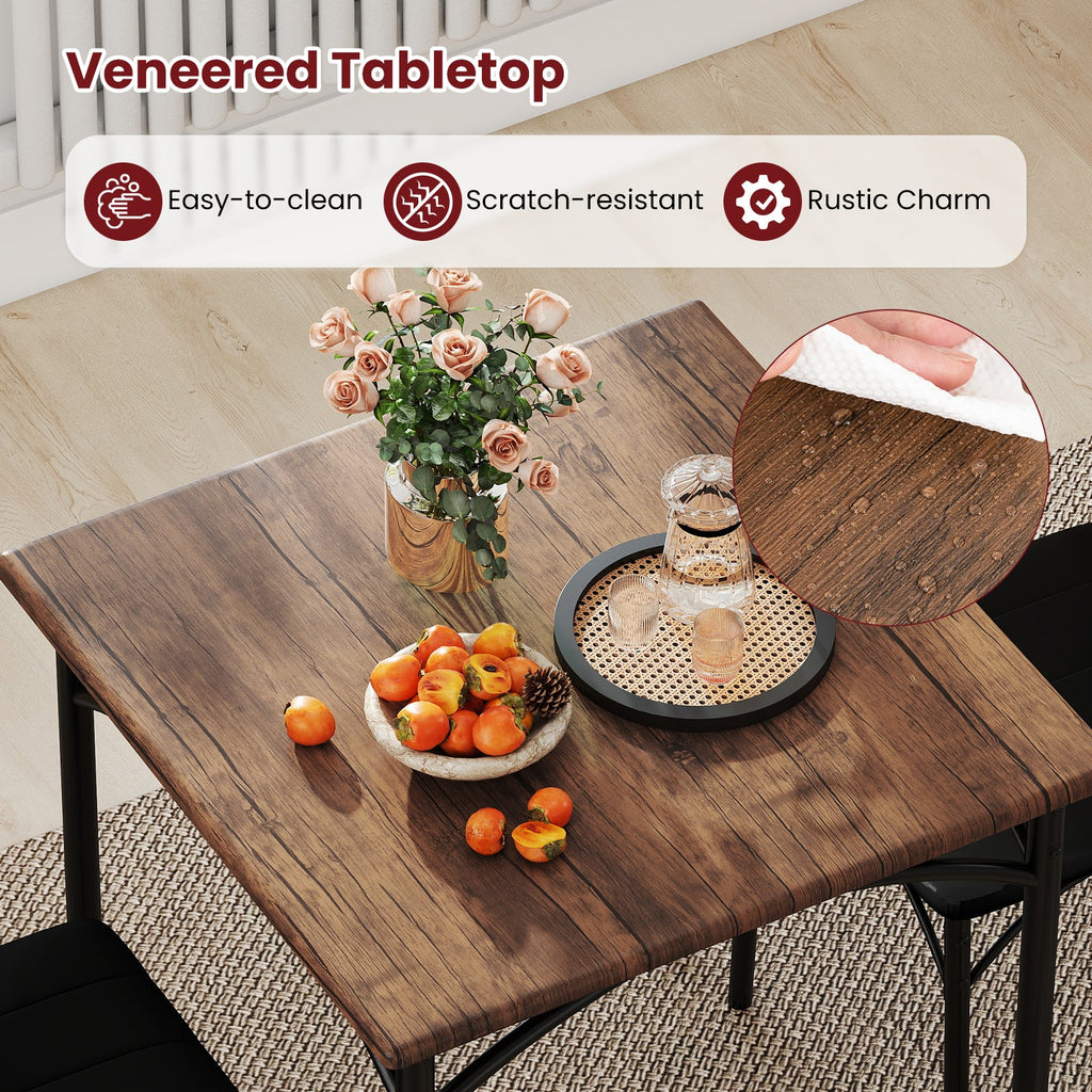 3-Piece Dining Table Set with 2 Chairs