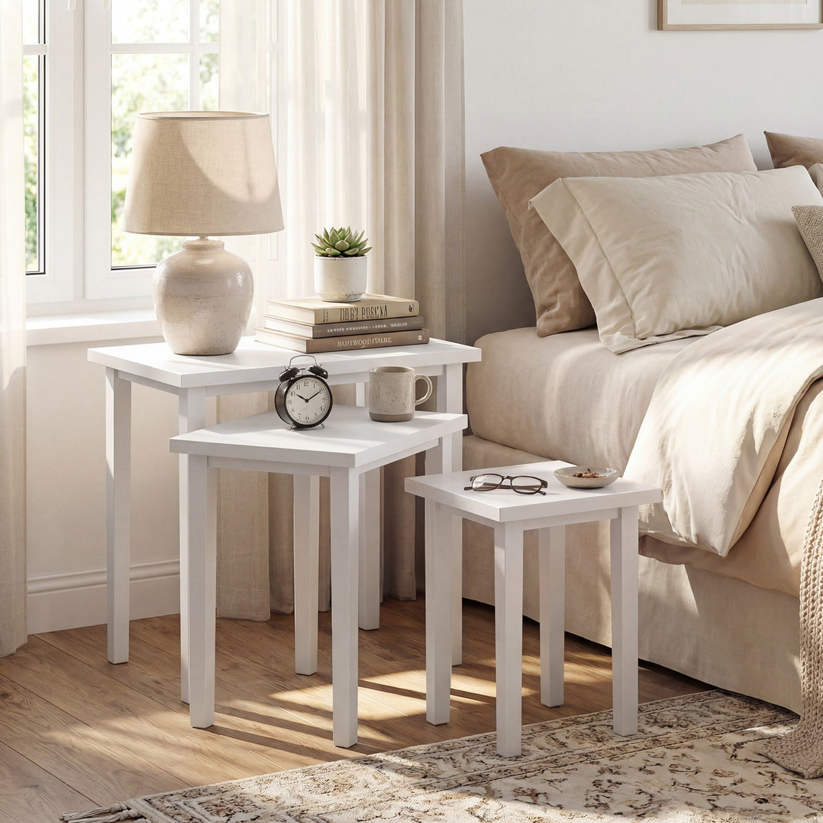 3-Piece Nested Farmhouse Rectangle Side Table Set