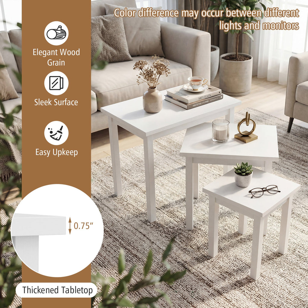 3-Piece Nested Farmhouse Rectangle Side Table Set