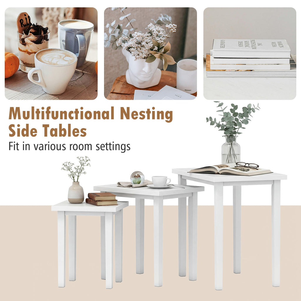 3-Piece Nested Farmhouse Rectangle Side Table Set
