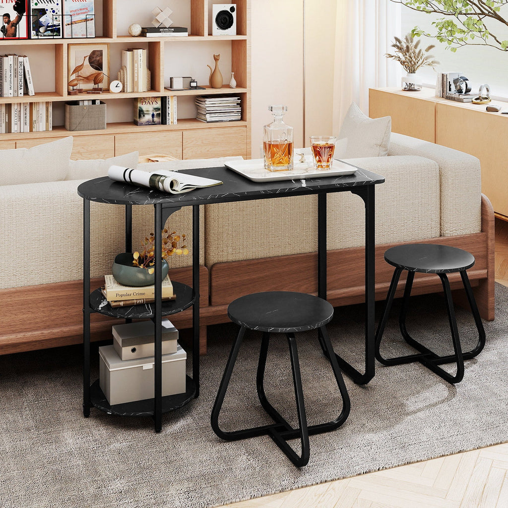 3-Piece Industrial Dining Table Set for Small Space