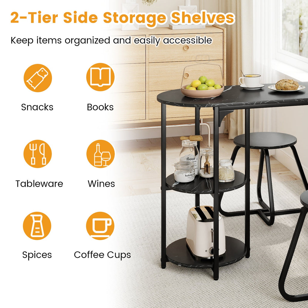 3-Piece Industrial Dining Table Set for Small Space