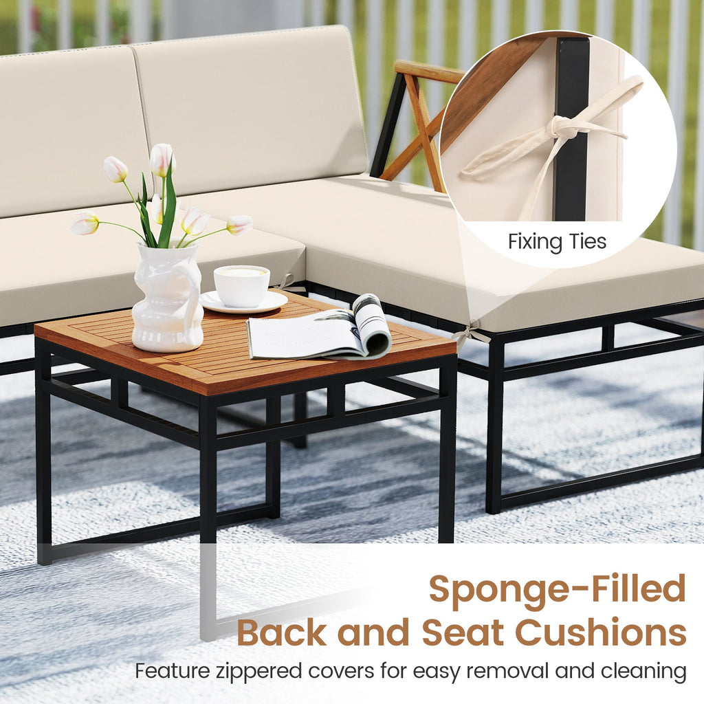3-Piece L-Shaped Patio Set for Porch Backyard and Poolside-Beige