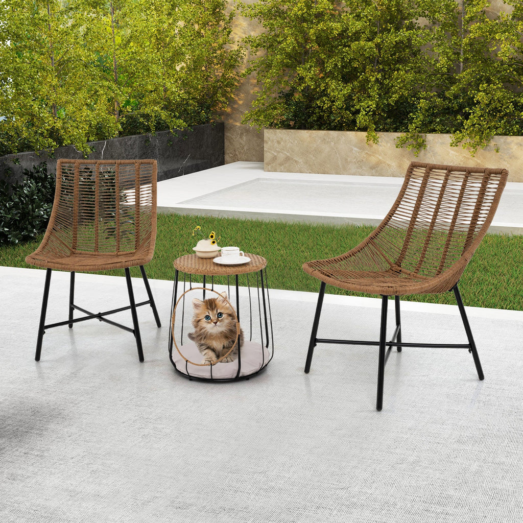 3 Piece Outdoor Furniture Set with Pet House for Patio Yard-Brown