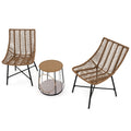 3 Piece Outdoor Furniture Set with Pet House for Patio Yard-Brown