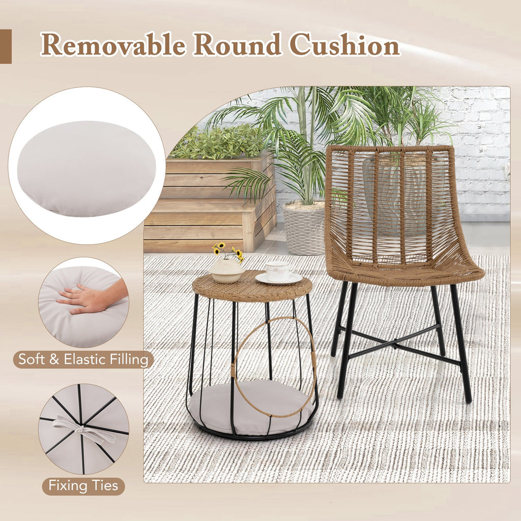 3 Piece Outdoor Furniture Set with Pet House for Patio Yard-Brown
