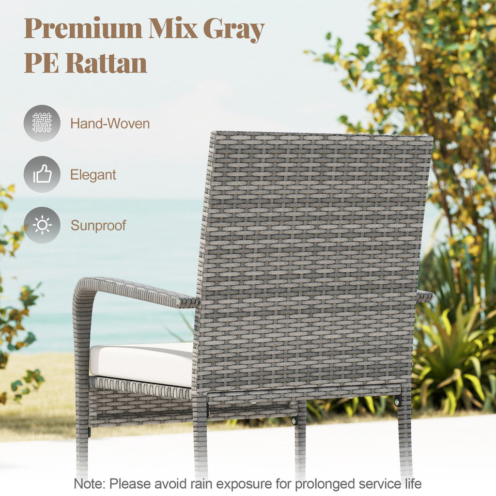 3 Piece Patio Furniture Set with Seat Cushions and Tempered Glass Tabletop for Balcony