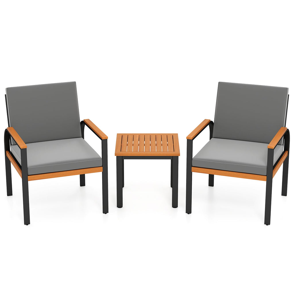 3 Piece Patio Furniture Set Outdoor Conversation Set with Coffee Table