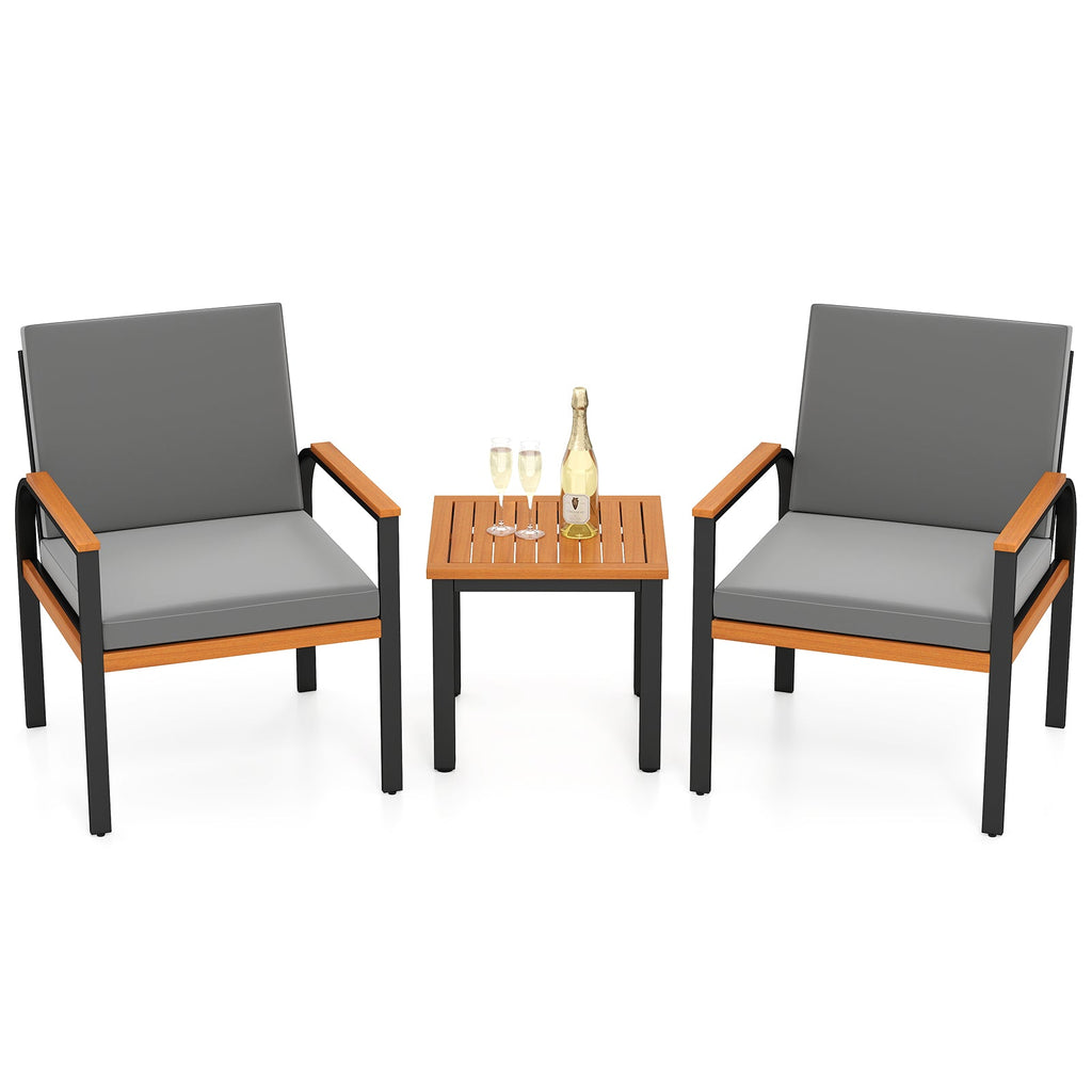 3 Piece Patio Furniture Set Outdoor Conversation Set with Coffee Table
