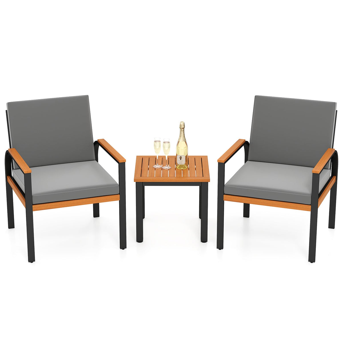 3 Piece Patio Furniture Set Outdoor Conversation Set with Coffee Table