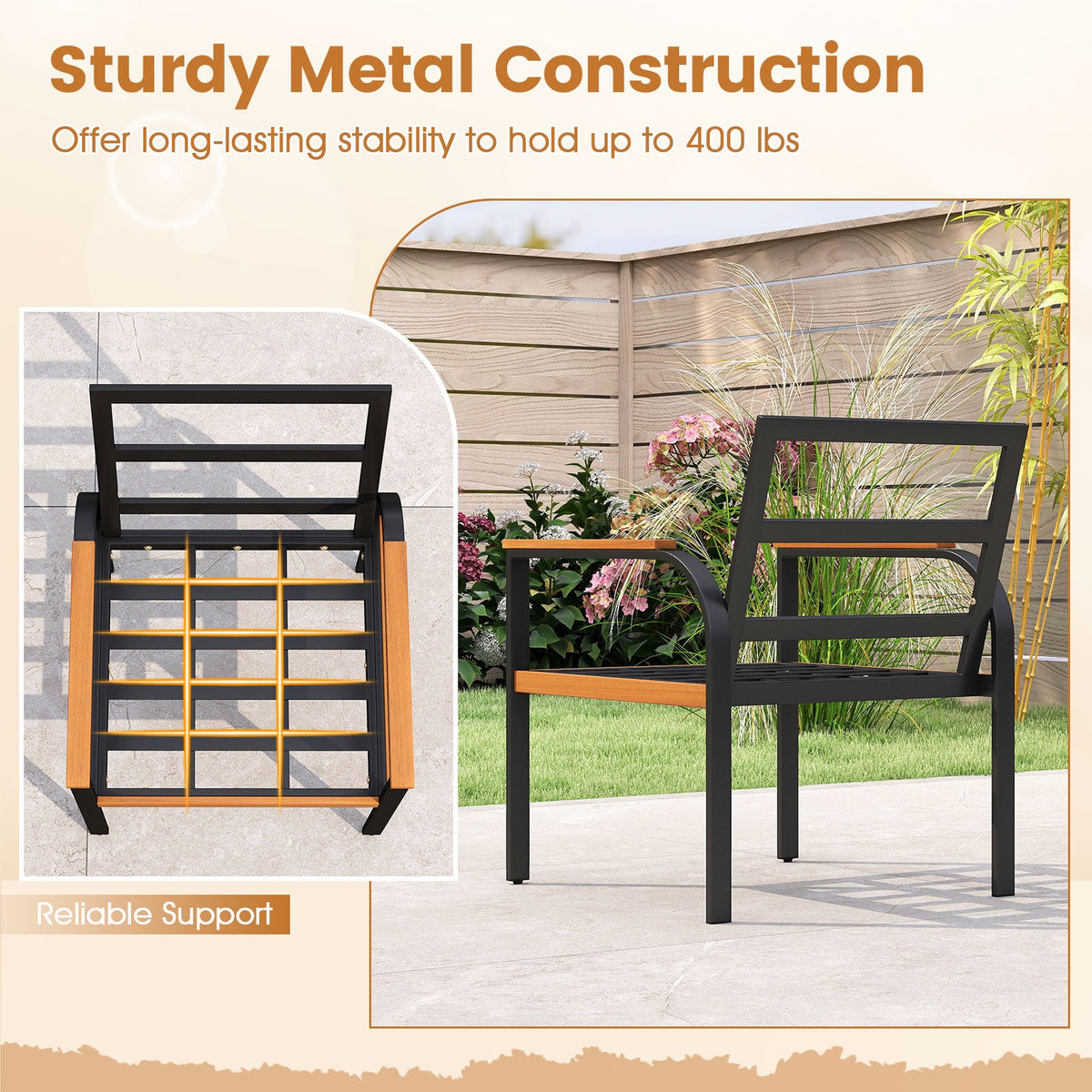 3 Piece Patio Furniture Set Outdoor Conversation Set with Coffee Table