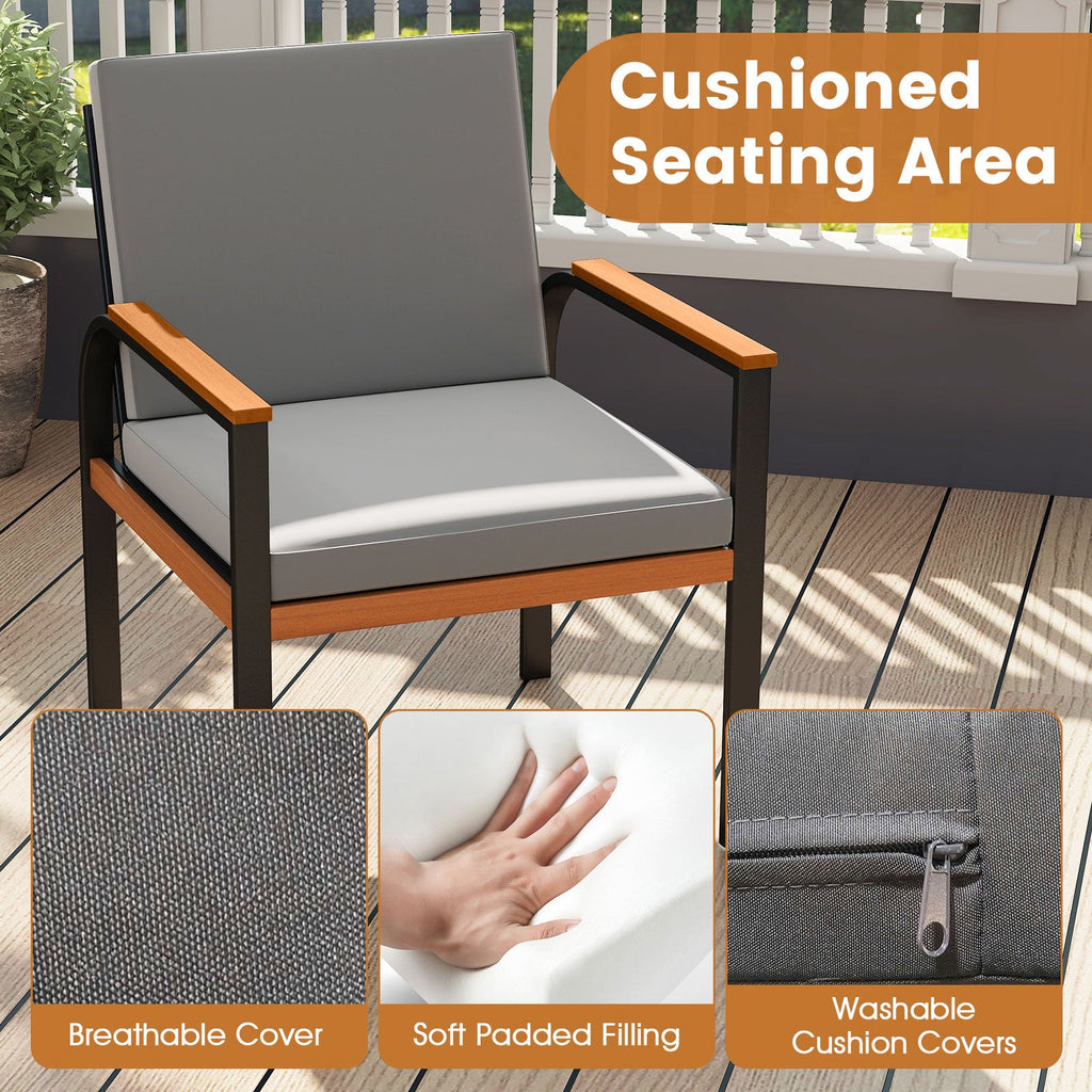 3 Piece Patio Furniture Set Outdoor Conversation Set with Coffee Table