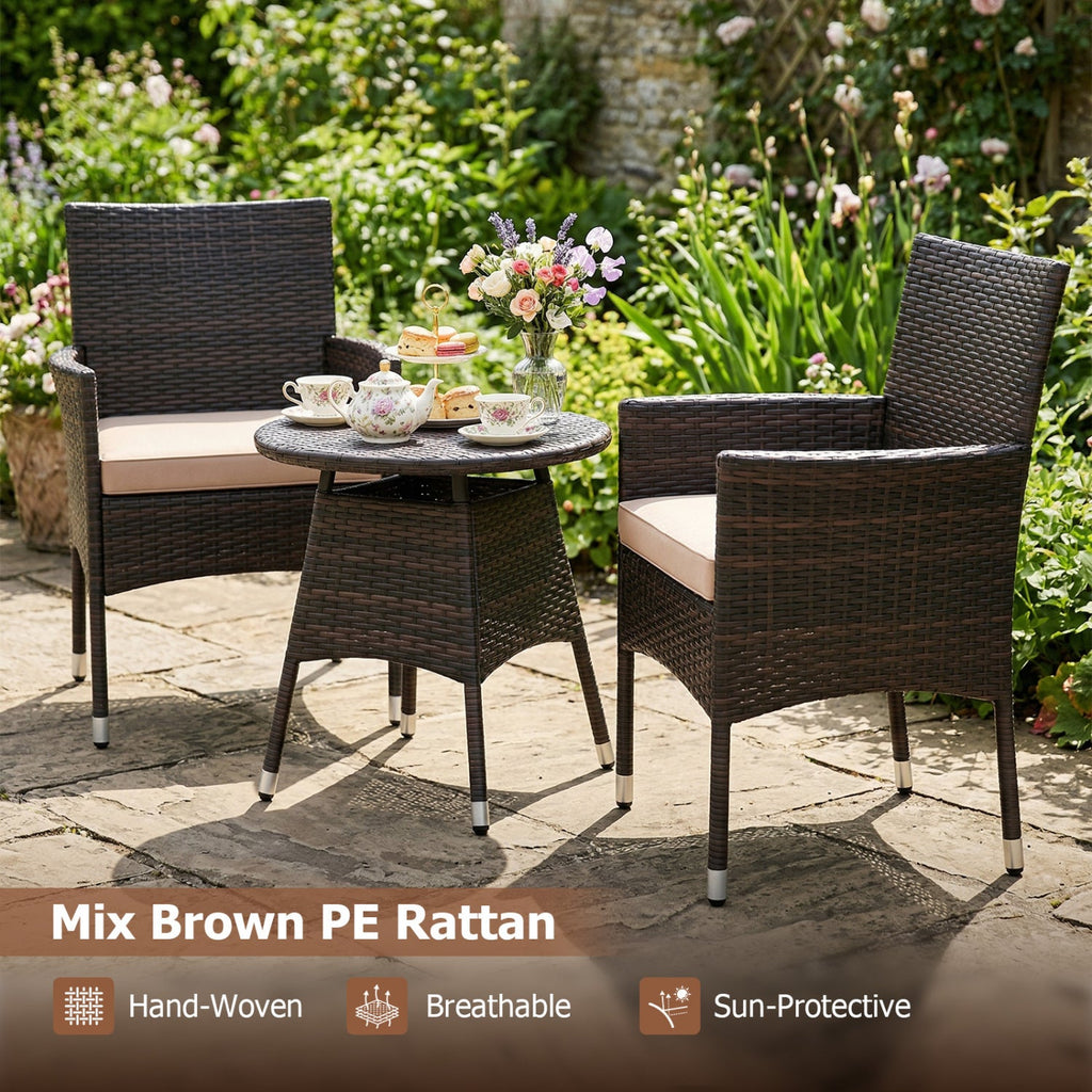 3 Piece Patio Furniture Set Outside Bistro Set for Porch