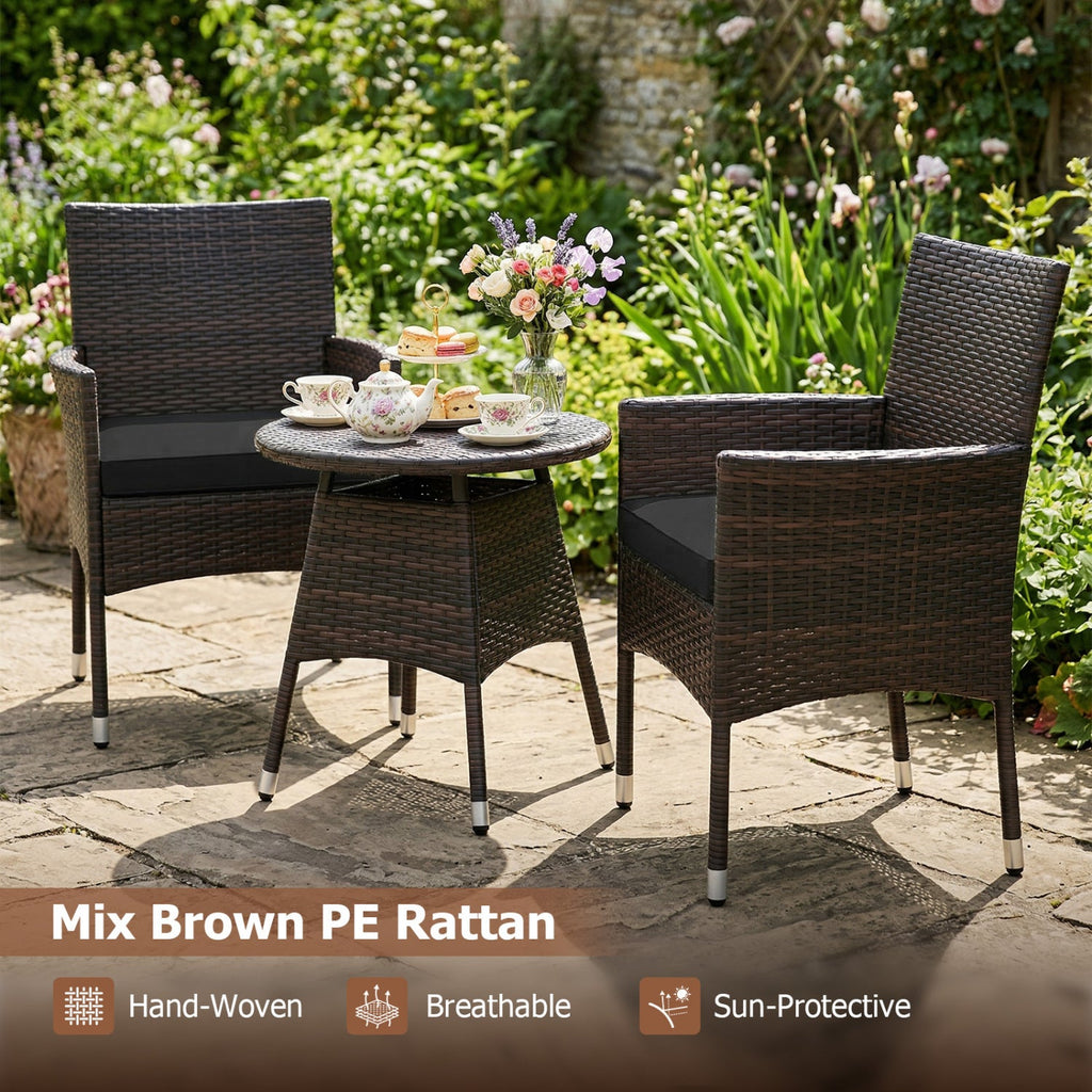 3 Piece Patio Furniture Set Outside Bistro Set for Porch