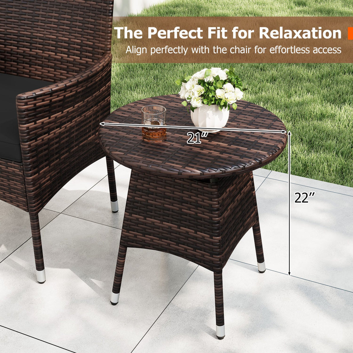 3 Piece Patio Furniture Set Outside Bistro Set for Porch