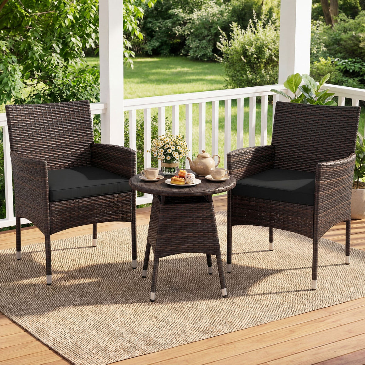 3 Piece Patio Furniture Set Outside Bistro Set for Porch
