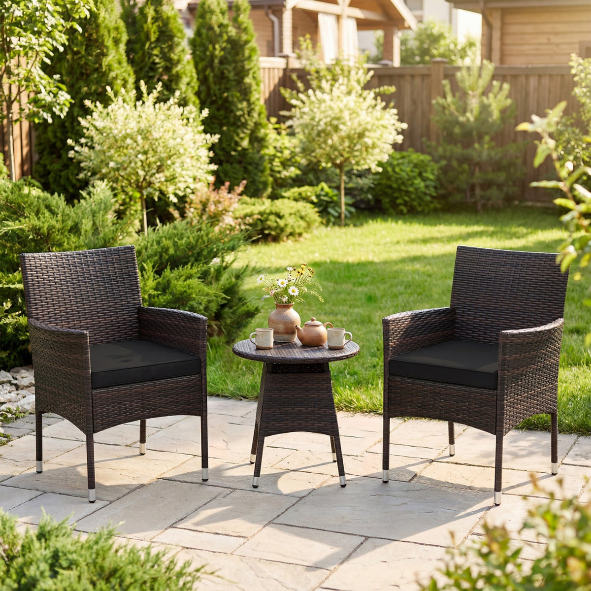 3 Piece Patio Furniture Set Outside Bistro Set for Porch