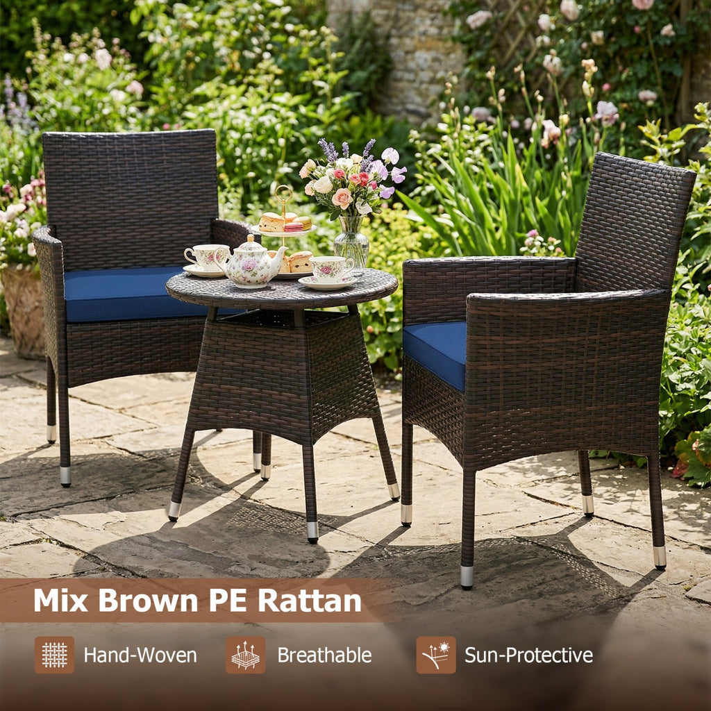 3 Piece Patio Furniture Set Outside Bistro Set for Porch
