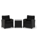 3 Pieces Patio Furniture Set with Tempered Glass Coffee Table