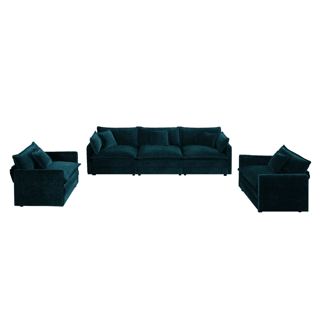Sofa Set of 3 - Modern Living Room Sofa Set with Accent Chairs