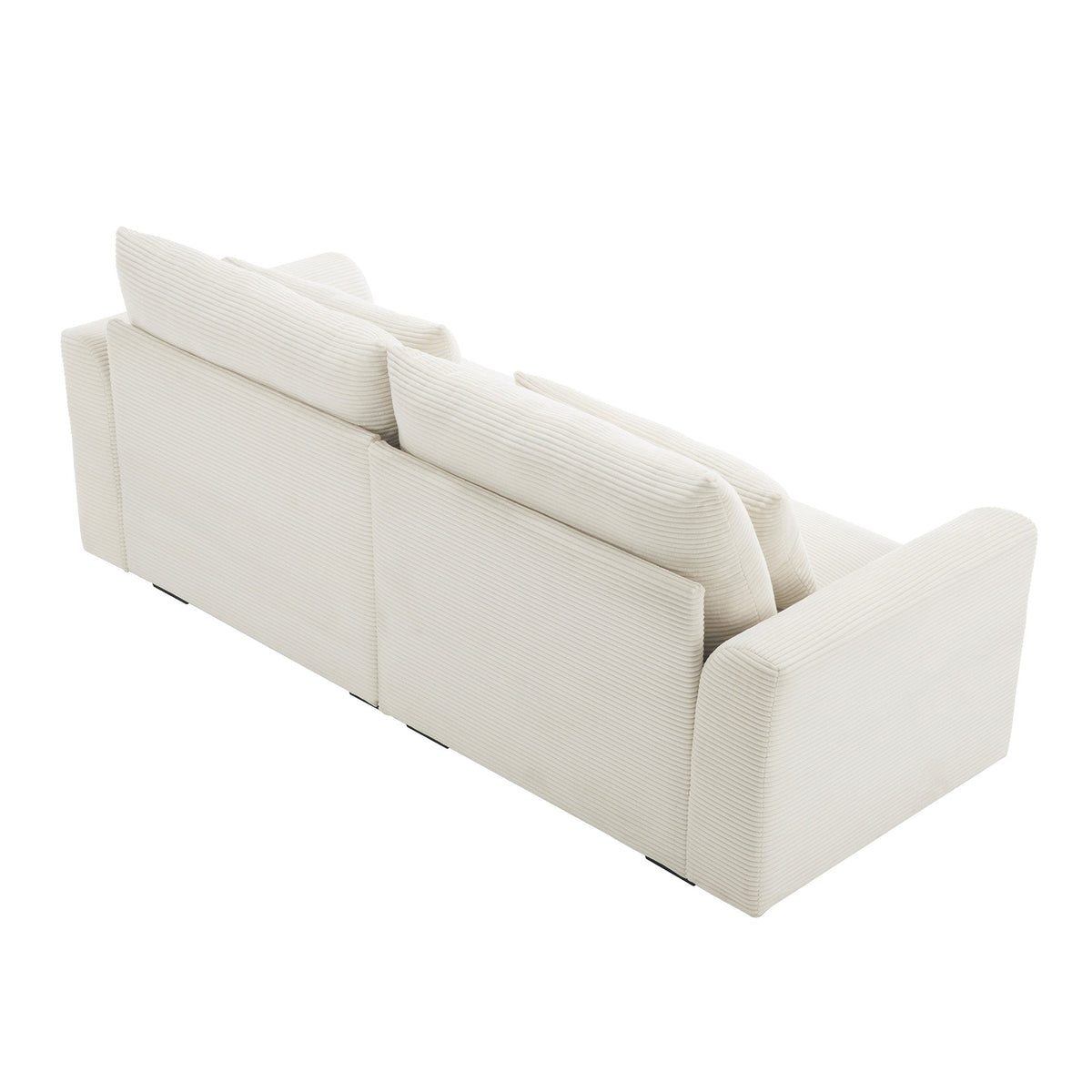 Beige Corduroy Sofa Couch, Deep Seat Couches