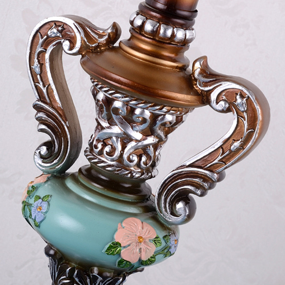 Victorian Floral Table Lamp – Lace Lampshade & Beaded Fringe, Antique Bedside Night Light