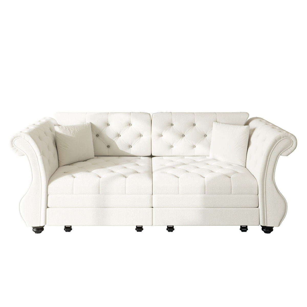 Oversized Chesterfield Pull Out Sofa Bed with Flower Tufting
