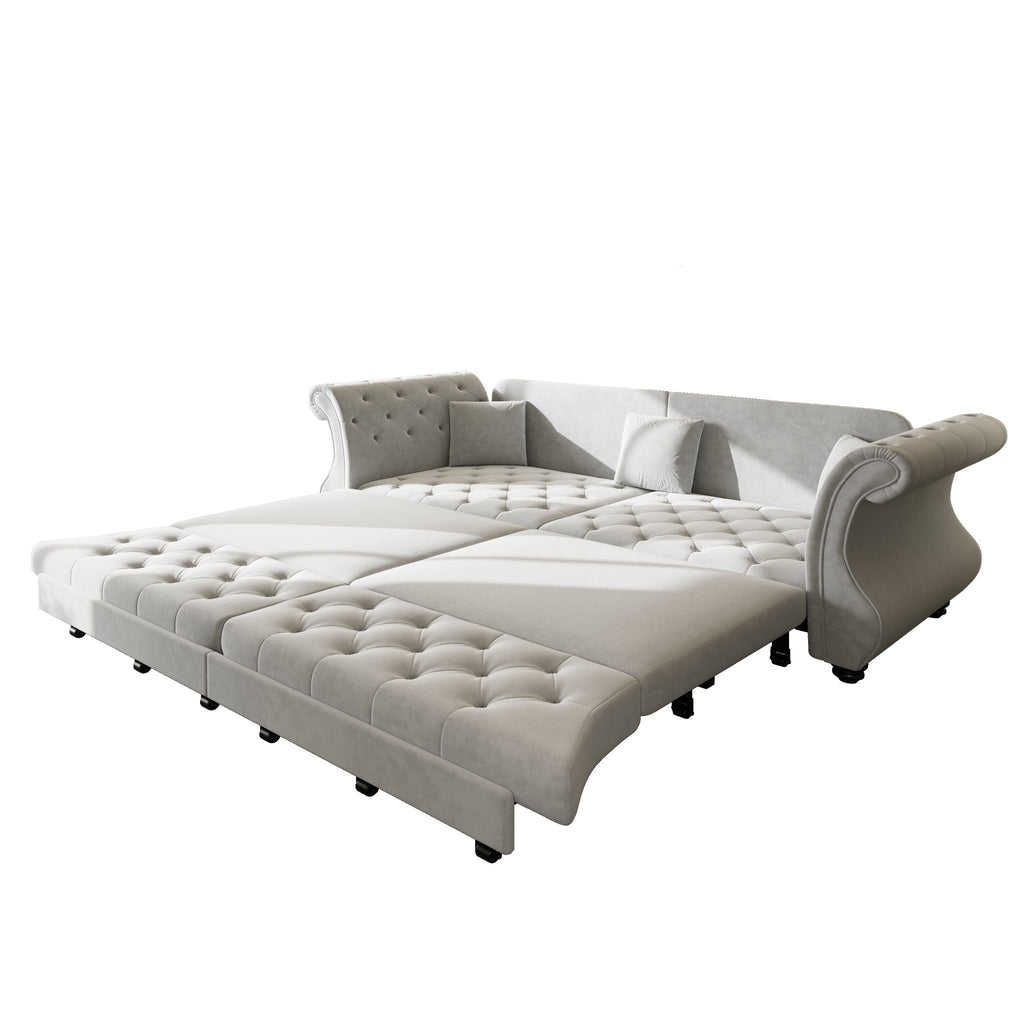 Oversized Chesterfield Pull Out Sofa Bed with Flower Tufting