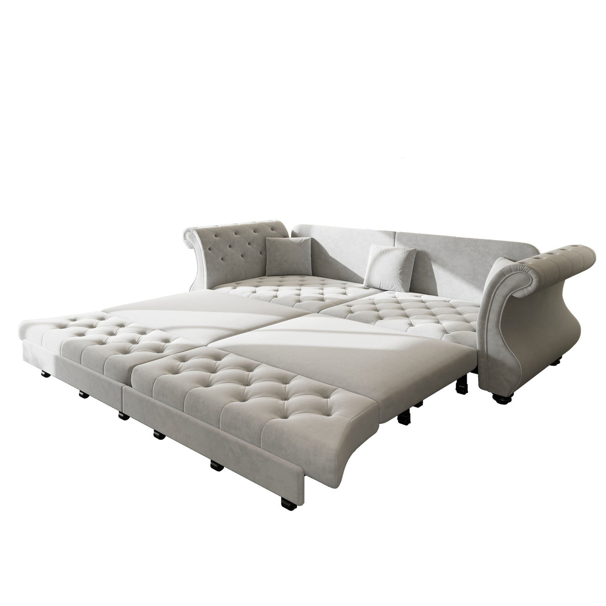Oversized Chesterfield Pull Out Sofa Bed with Flower Tufting