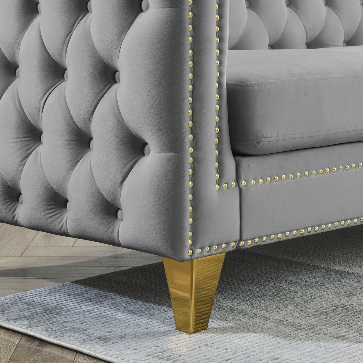 Upholstered Couch Sofa With Button Tufting