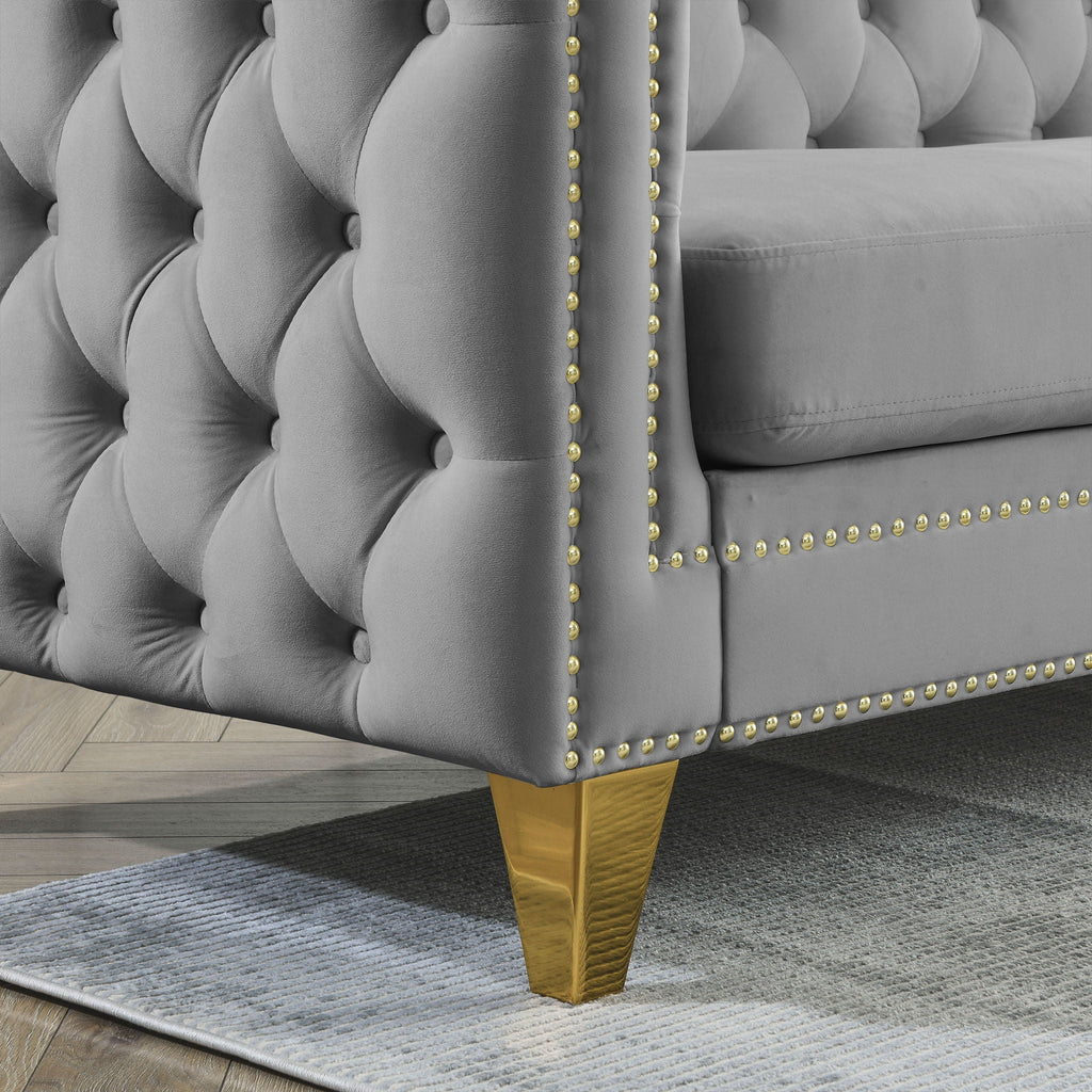 Modern Sofa With Button Tufting, Upholstered Couch For Living Room