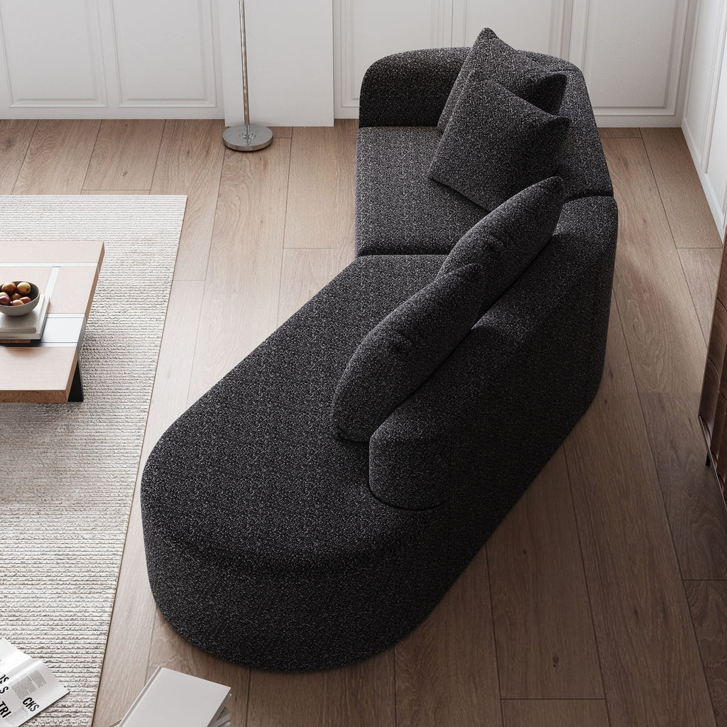 Oversized Sectional Sofa, 4 Seater Extra Deep, Wide Curved Couch With 4 Throw Pillows