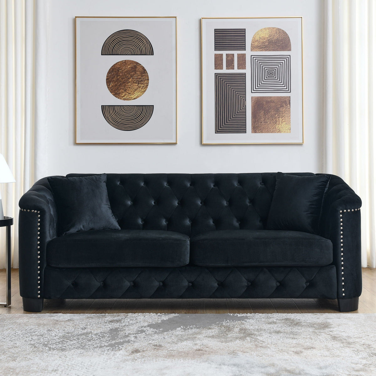 Modern Chesterfield Sofa With Tufted Backrest