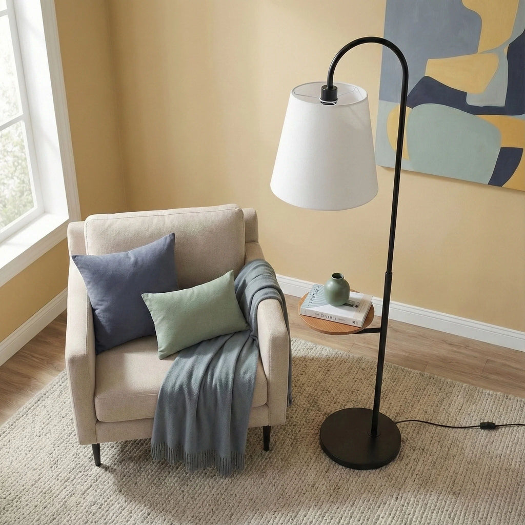 Floor Lamp With Rotary Switch Wood Table Base
