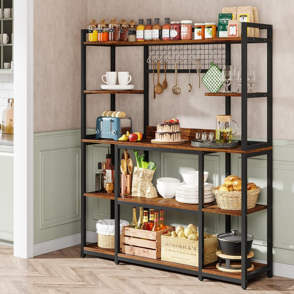 Baker's Rack With Hutch, 5 Tier Kitchen Storage Shelf